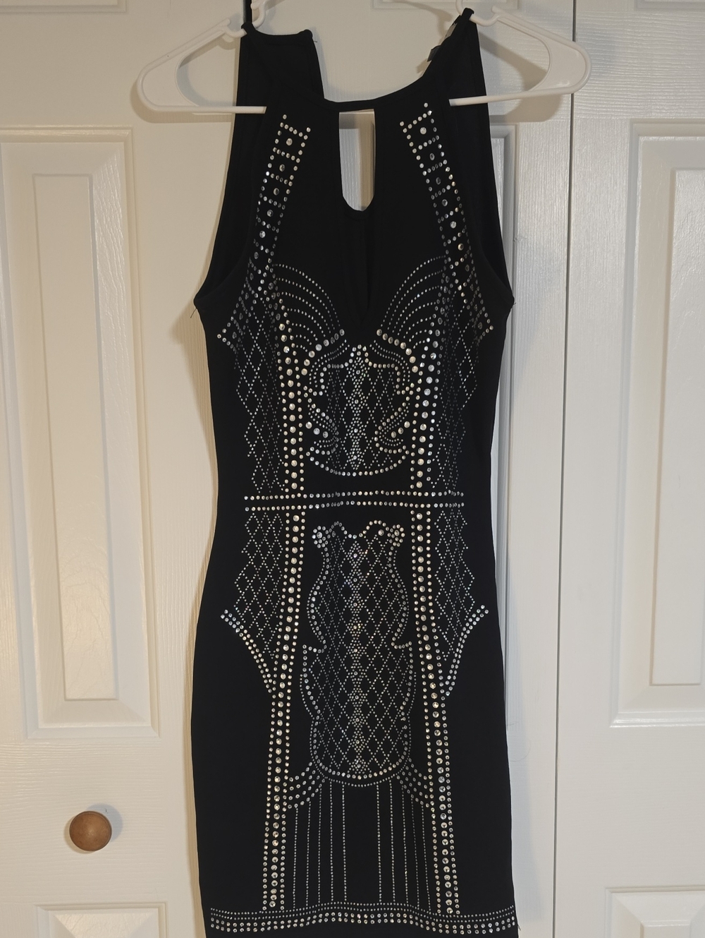 Papaya Black Sleeveless Studded Bodycon Mini Dress